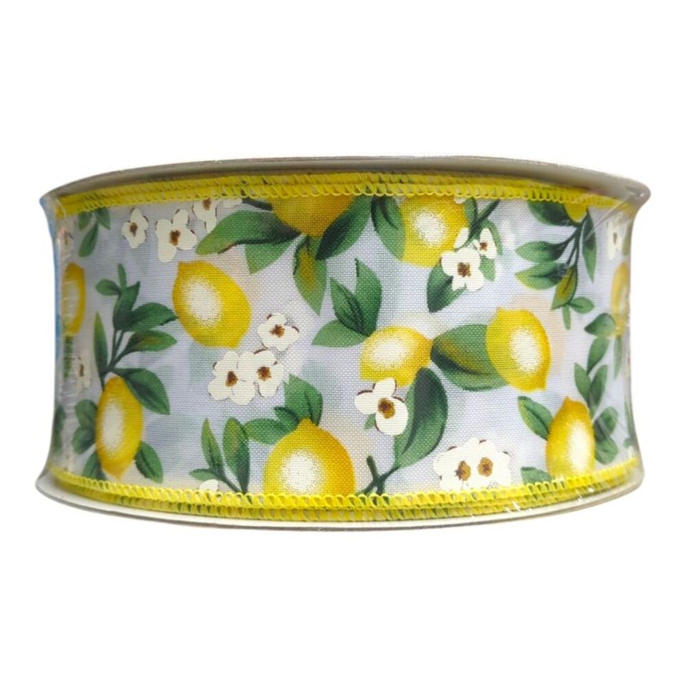 Member's Mark Premium Wired Edge Spring Ribbon, 2.5in x50Yds - Lemon